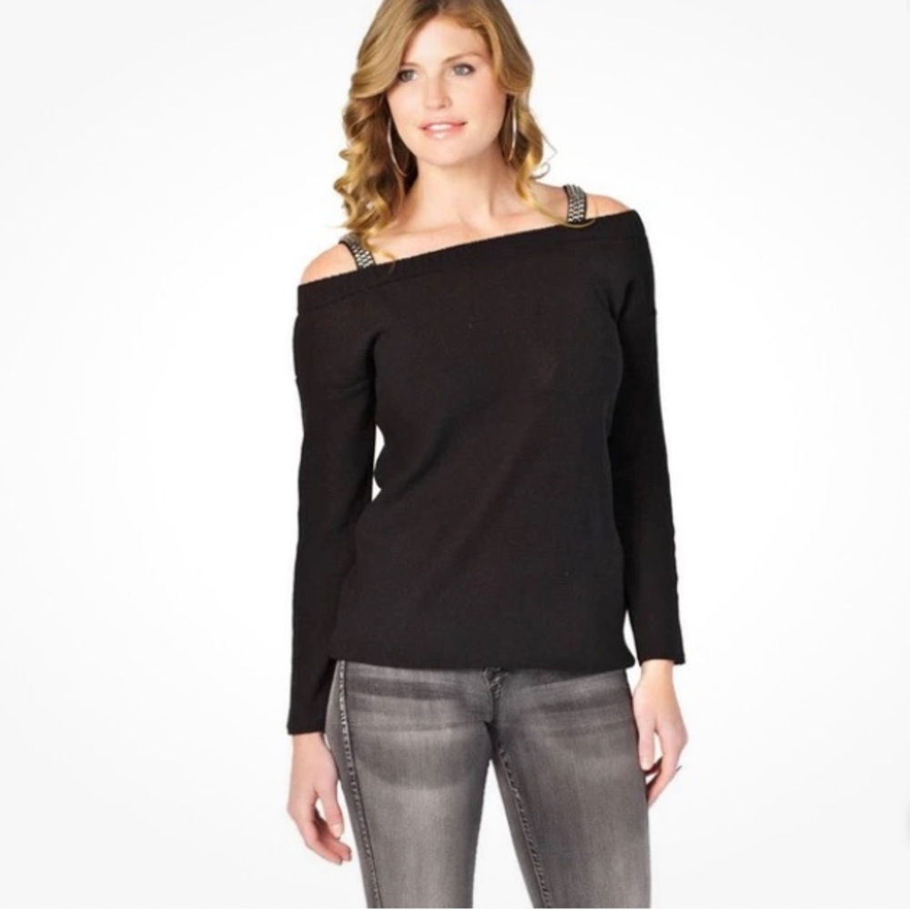 Gabriel Collection Elegant Black Off-Shoulder Top  Size M